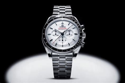 omega speedmaster moonwatch white face.